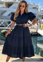 Koszulowa Šaty maxi z bufkami Summer Light granátová