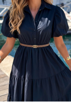 Koszulowa Šaty maxi z bufkami Summer Light granátová
