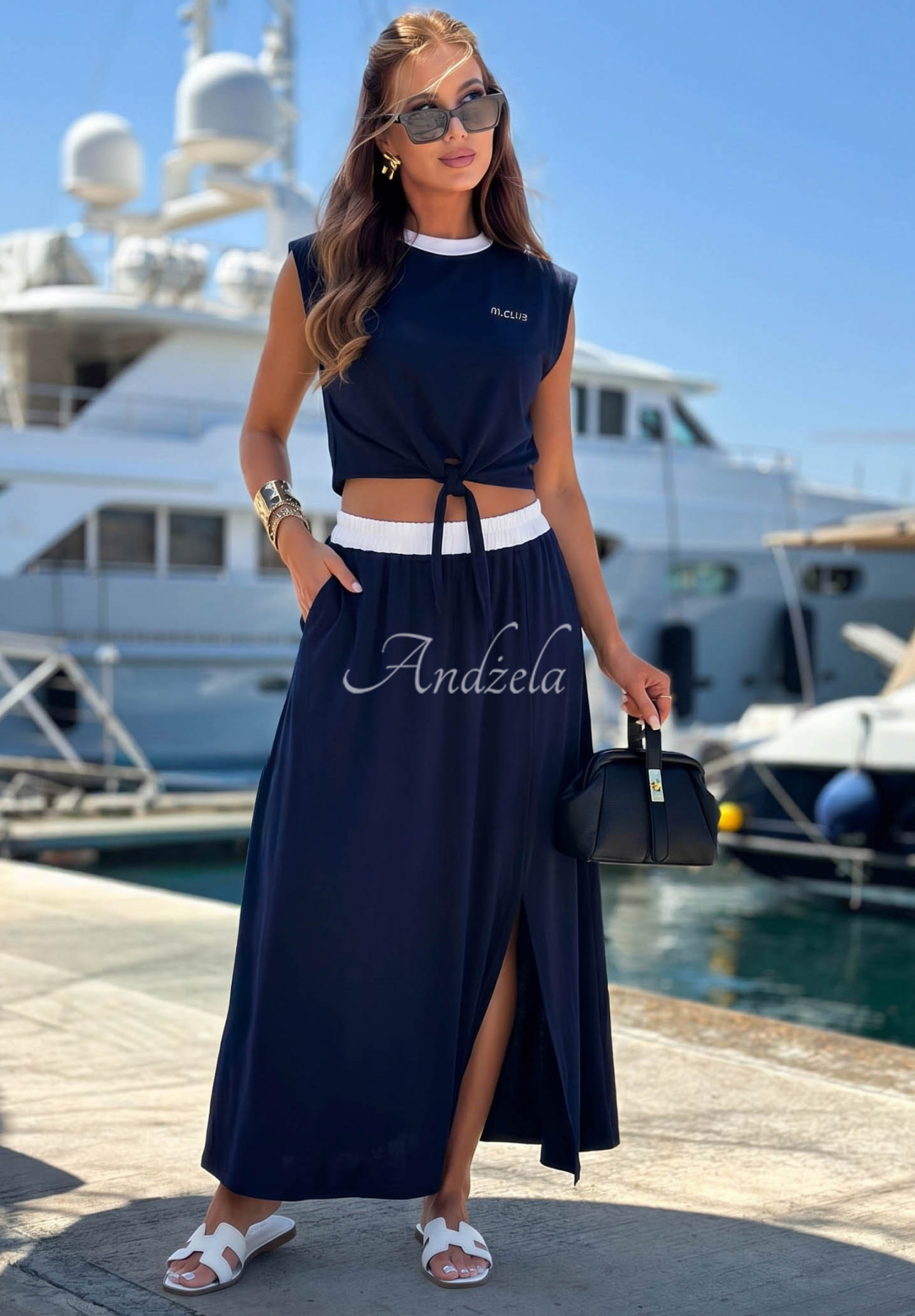Bavlněná maxi sukně Marina Club černá