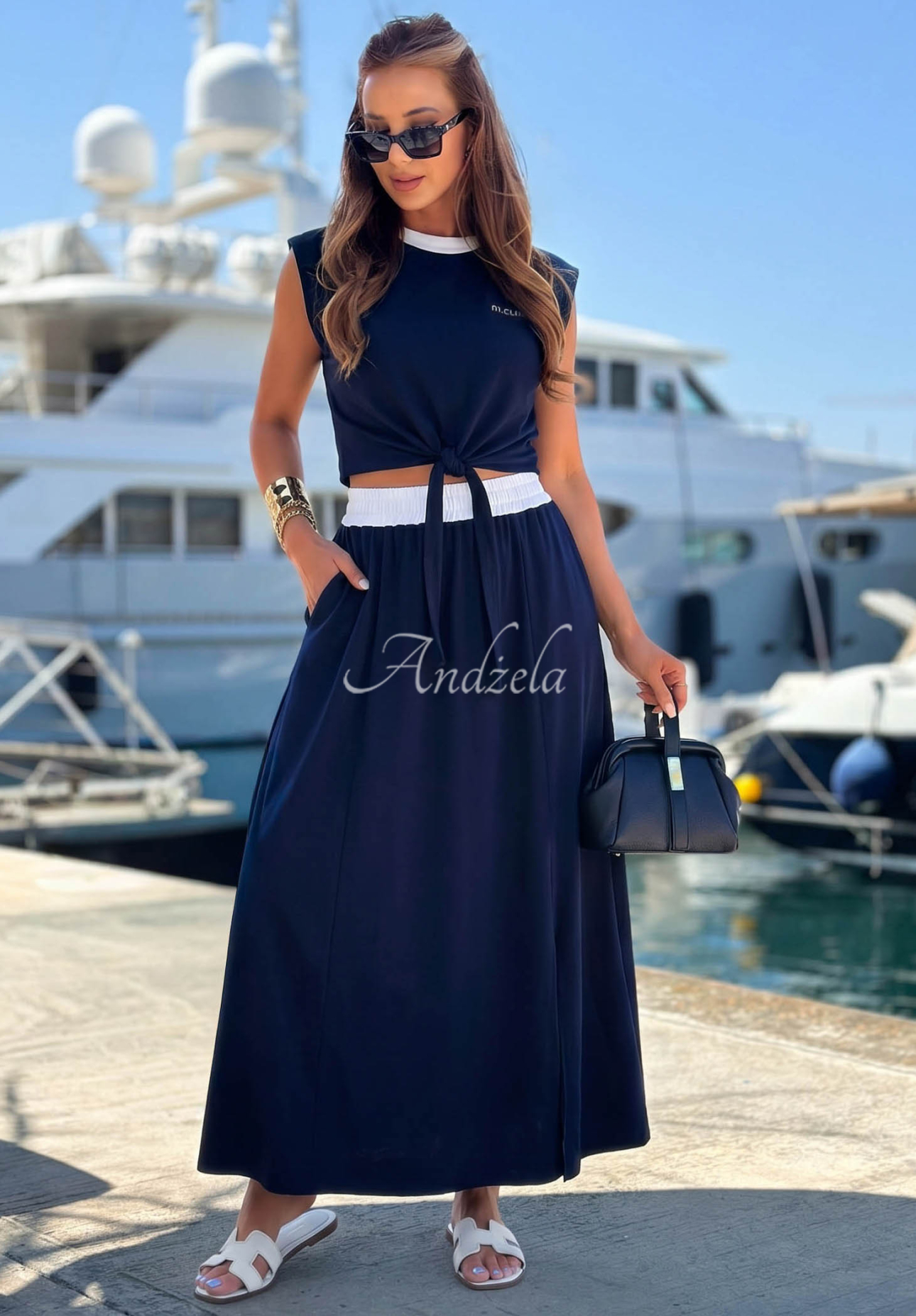 Bavlněná maxi sukně Marina Club černá