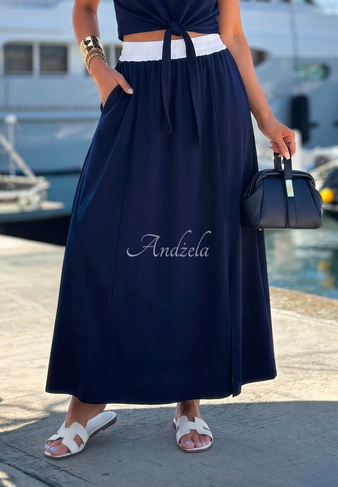 Bavlněná maxi sukně Marina Club černá