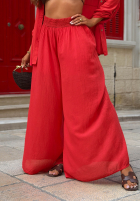 materiálové Kalhoty wide leg Malta Delizia červené
