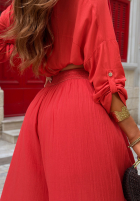 materiálové Kalhoty wide leg Malta Delizia červené