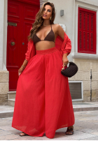 materiálové Kalhoty wide leg Malta Delizia červené