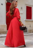 materiálové Kalhoty wide leg Malta Delizia červené