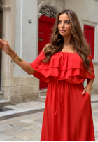 Šaty španělština maxi z falbankami Sunset Diva čokoládová