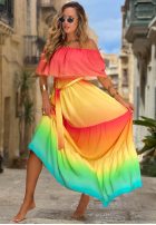 Šaty maxi španělština ombre Solar Rainbow czerwono-žlutá