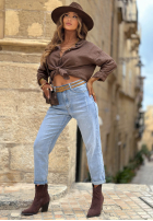 Kalhoty džínové  baggy z paskiem Denim Touch modré