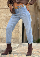 Kalhoty džínové  baggy z paskiem Denim Touch modré