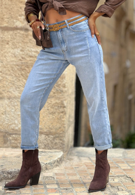 Dž&iacute;ny moms p&aacute;skem Denim Touch modr&eacute;