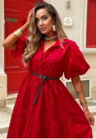 Koszulowa Šaty maxi z bufkami Summer Light granátová