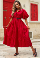 Koszulowa Šaty maxi z bufkami Summer Light granátová