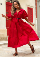 Koszulowa Šaty maxi z bufkami Summer Light granátová