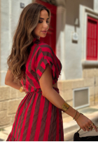 Košile w paski Malta Passion czerwono-čokoládová