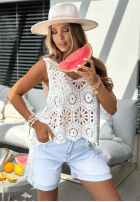 Ażurowy top na ramiączkach boho Beach Mood Bílá