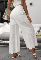 Ażurowe Kalhoty wide leg boho Ocean Shells bílé
