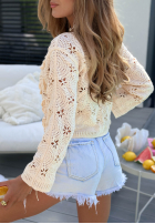 Ażurowa Halenka z kwiatami boho Sunset Bloom béžová