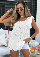 Ażurowa Halenka z falbankami boho Sunny Beach Bílá
