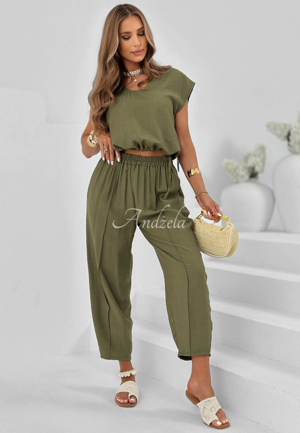 Visk&oacute;zov&aacute; souprava halenka a kalhoty Sunrise Sun khaki