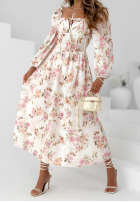 Kwiecista Šaty maxi z długimi rękawami Sunkissed Blooms Bílá