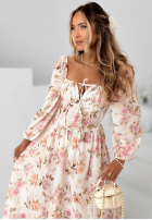 Kwiecista Šaty maxi z długimi rękawami Sunkissed Blooms Bílá
