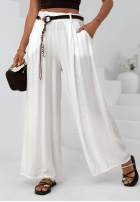 materiálové Kalhoty wide leg z wiskozy Summer Trace Mokka