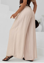 materiálové Kalhoty wide leg z wiskozy Summer Trace Mokka