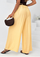 materiálové Kalhoty wide leg z wiskozy Summer Trace Mokka