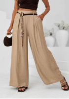 materiálové Kalhoty wide leg z wiskozy Summer Trace Mokka
