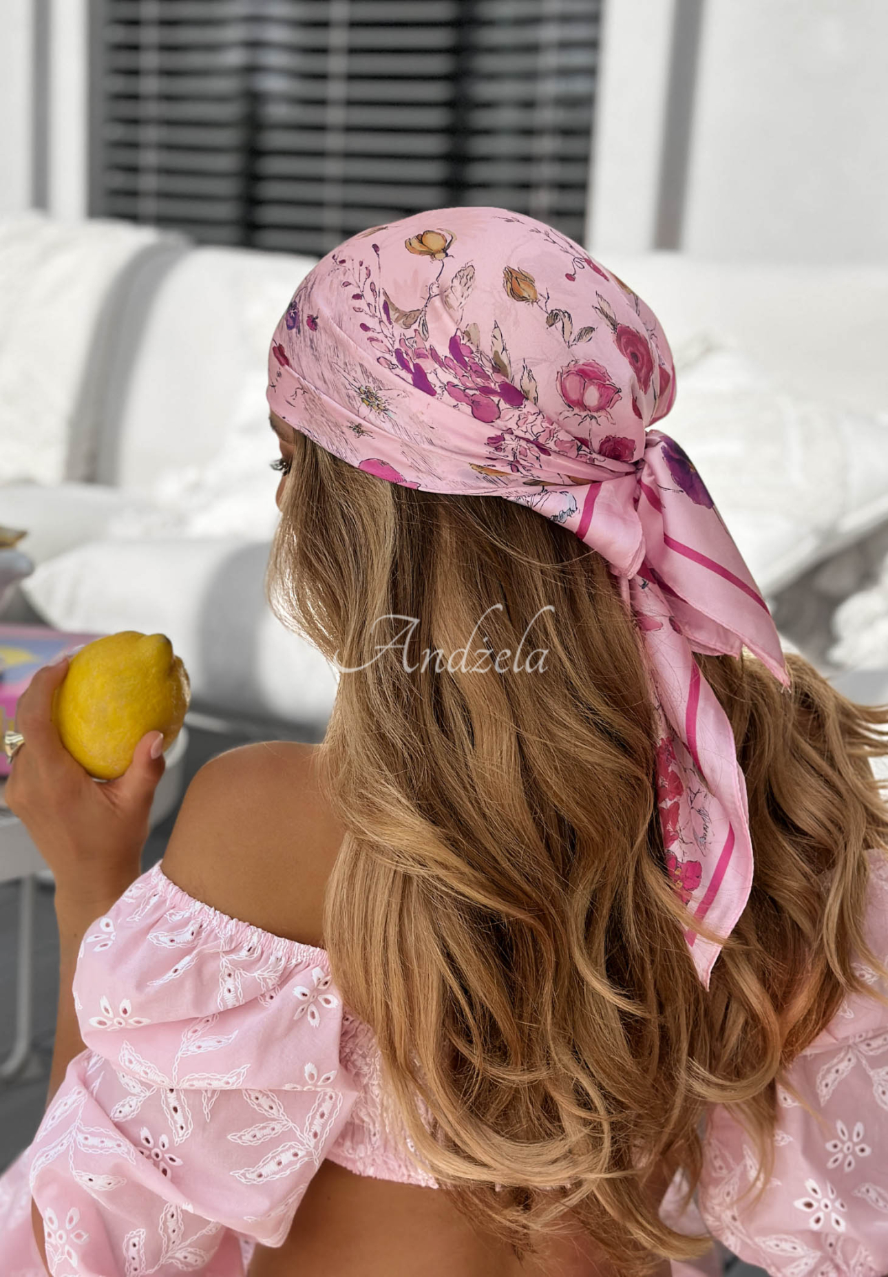 Viskózový šátek s květy Floral Touch růžová