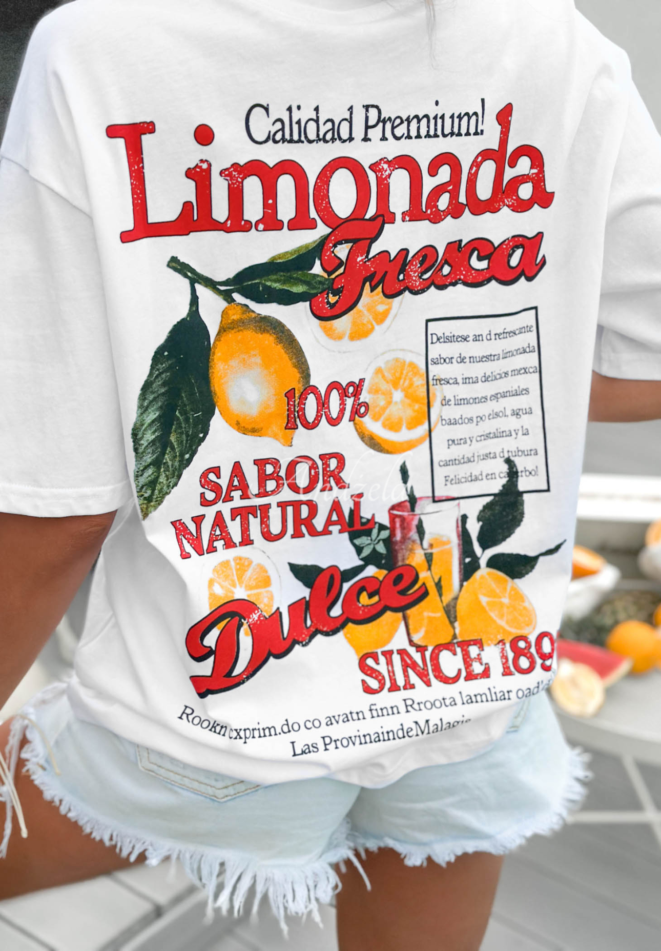 Bavlněné tričko s potiskem Limonada Fresca bílo-červený
