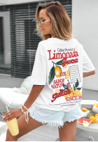 Tričko z nadrukiem Limonada Fresca biało-červený