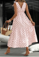 Šaty maxi na ramiączkach w Bodky  Girly Dots pudrová růžová