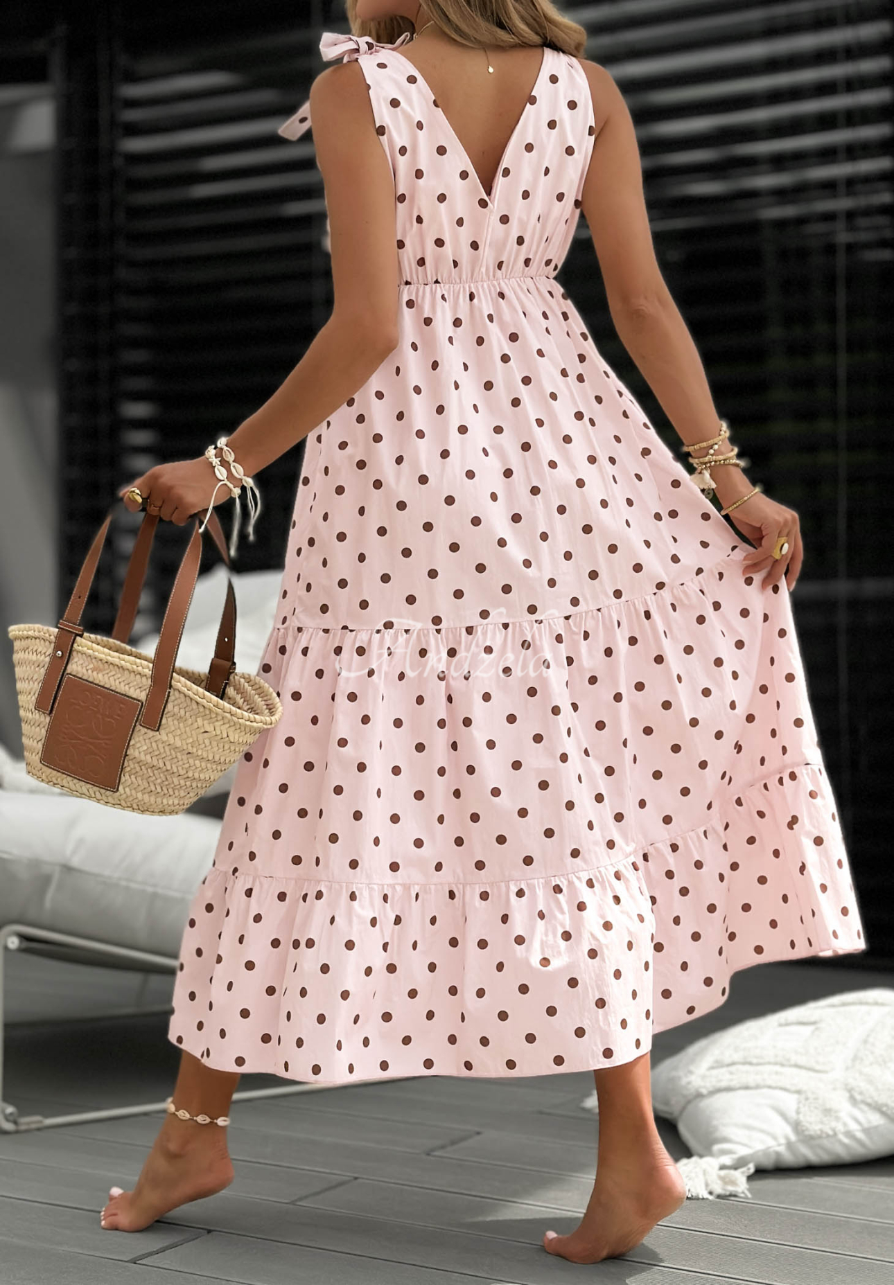 Bavlněné šaty s puntíky Girly Dots pudrová růžová