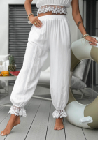 materiálové Kalhoty z koronką Fresh Lace černé