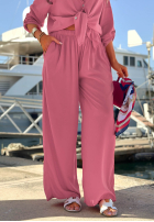 Viskózová souprava košile a kalhoty wide leg Summer Skies malinový