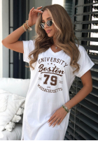 Bawełniana Šaty midi z nadrukiem Boston University velbloudí