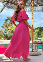 Šaty španělština maxi z falbankami Sunset Diva čokoládová