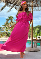Šaty španělština maxi z falbankami Sunset Diva čokoládová