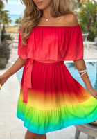 Šaty mini španělština ombre Solar Rainbow czerwono-žlutá