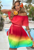Šaty mini španělština ombre Solar Rainbow czerwono-žlutá