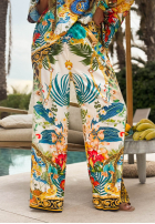 Vzorovaný Souprava Halenka i Kalhoty wide leg Exotic Ornaments biało-modrý
