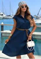 Elegancka koszulowa Šaty midi z paskiem Yacht Haven granátová