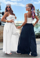 materiálové Kalhoty wide leg szwedy Sea Elegance granátové
