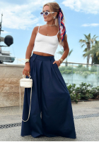 materiálové Kalhoty wide leg szwedy Sea Elegance granátové