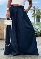 materiálové Kalhoty wide leg szwedy Sea Elegance granátové