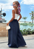 materiálové Kalhoty wide leg szwedy Sea Elegance granátové