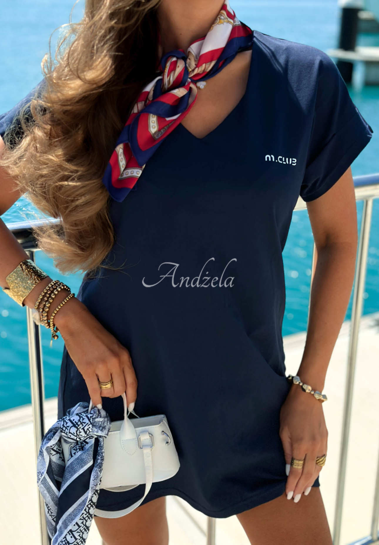 Bavlněné šaty s potiskem Marina Club granátová
