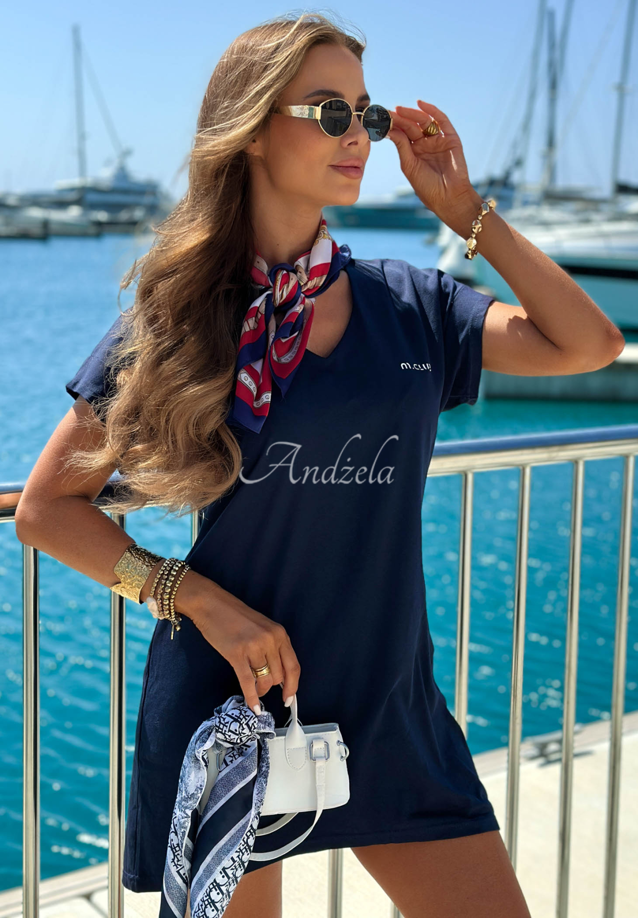 Bavlněné šaty s potiskem Marina Club granátová