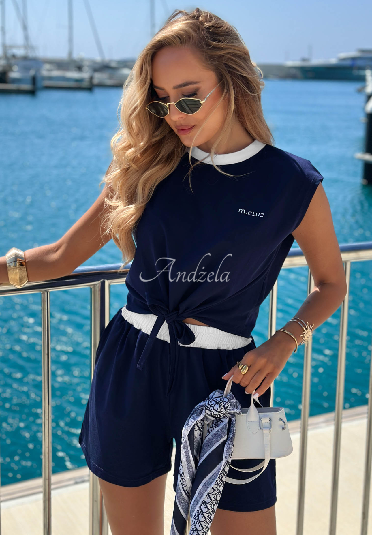 Bavlněná halenka s vázáním Marina Club granátová